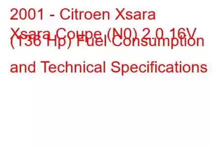 2001 - Citroen Xsara
Xsara Coupe (N0) 2.0 16V (136 Hp) Fuel Consumption and Technical Specifications