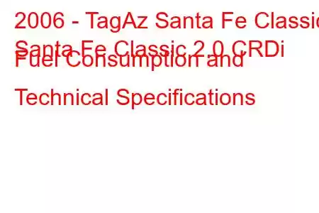 2006 - TagAz Santa Fe Classic
Santa Fe Classic 2.0 CRDi Fuel Consumption and Technical Specifications