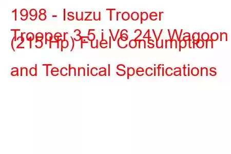 1998 - Isuzu Trooper
Trooper 3.5 i V6 24V Wagoon (215 Hp) Fuel Consumption and Technical Specifications