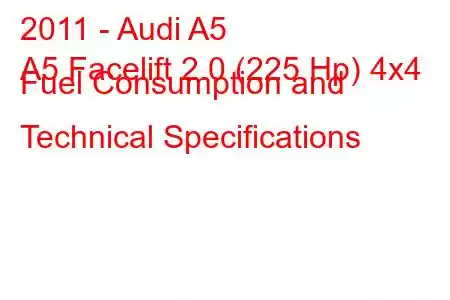 2011 - Audi A5
A5 Facelift 2.0 (225 Hp) 4x4 Fuel Consumption and Technical Specifications