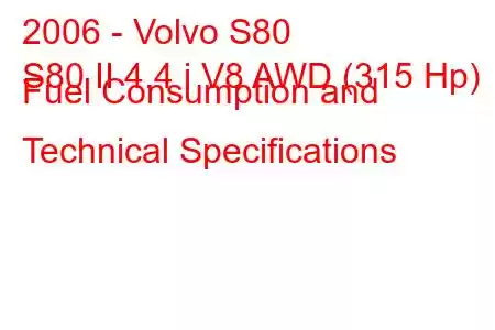 2006 - Volvo S80
S80 II 4.4 i V8 AWD (315 Hp) Fuel Consumption and Technical Specifications