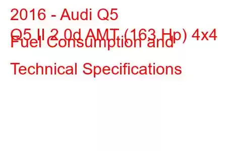 2016 - Audi Q5
Q5 II 2.0d AMT (163 Hp) 4x4 Fuel Consumption and Technical Specifications