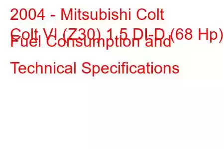 2004 - Mitsubishi Colt
Colt VI (Z30) 1.5 DI-D (68 Hp) Fuel Consumption and Technical Specifications