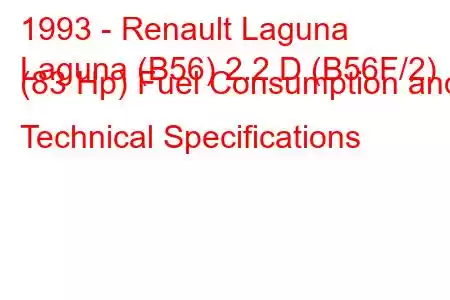 1993 - Renault Laguna
Laguna (B56) 2.2 D (B56F/2) (83 Hp) Fuel Consumption and Technical Specifications