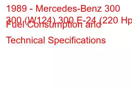 1989 - Mercedes-Benz 300
300 (W124) 300 E-24 (220 Hp) Fuel Consumption and Technical Specifications