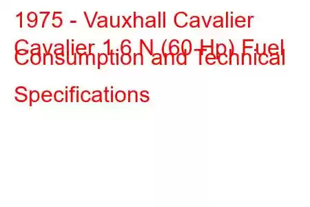 1975 - Vauxhall Cavalier
Cavalier 1.6 N (60 Hp) Fuel Consumption and Technical Specifications