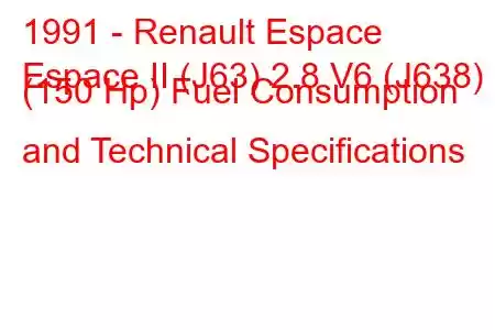 1991 - Renault Espace
Espace II (J63) 2.8 V6 (J638) (150 Hp) Fuel Consumption and Technical Specifications