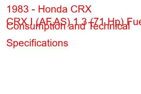 1983 - Honda CRX
CRX I (AF,AS) 1.3 (71 Hp) Fuel Consumption and Technical Specifications