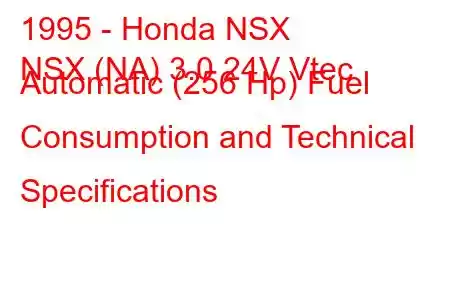 1995 - Honda NSX
NSX (NA) 3.0 24V Vtec Automatic (256 Hp) Fuel Consumption and Technical Specifications