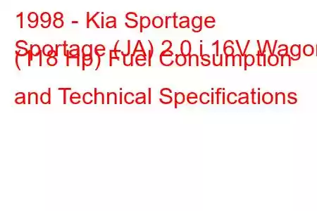 1998 - Kia Sportage
Sportage (JA) 2.0 i 16V Wagon (118 Hp) Fuel Consumption and Technical Specifications