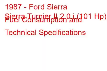 1987 - Ford Sierra
Sierra Turnier II 2.0 i (101 Hp) Fuel Consumption and Technical Specifications