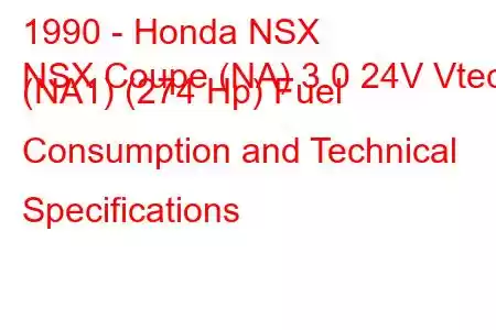 1990 - Honda NSX
NSX Coupe (NA) 3.0 24V Vtec (NA1) (274 Hp) Fuel Consumption and Technical Specifications