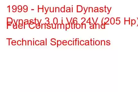 1999 - Hyundai Dynasty
Dynasty 3.0 i V6 24V (205 Hp) Fuel Consumption and Technical Specifications