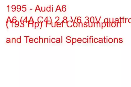 1995 - Audi A6
A6 (4A,C4) 2.8 V6 30V quattro (193 Hp) Fuel Consumption and Technical Specifications