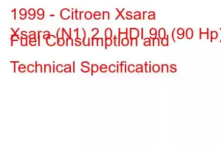 1999 - Citroen Xsara
Xsara (N1) 2.0 HDI 90 (90 Hp) Fuel Consumption and Technical Specifications