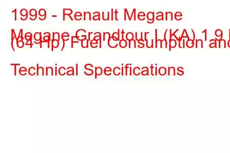 1999 - Renault Megane
Megane Grandtour I (KA) 1.9 D (64 Hp) Fuel Consumption and Technical Specifications