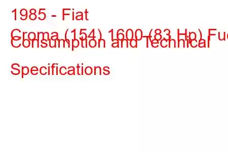 1985 - Fiat
Croma (154) 1600 (83 Hp) Fuel Consumption and Technical Specifications