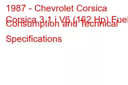 1987 - Chevrolet Corsica
Corsica 3.1 i V6 (162 Hp) Fuel Consumption and Technical Specifications