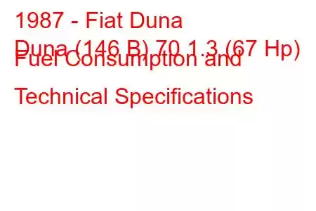 1987 - Fiat Duna
Duna (146 B) 70 1.3 (67 Hp) Fuel Consumption and Technical Specifications