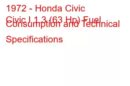 1972 - Honda Civic
Civic I 1.3 (63 Hp) Fuel Consumption and Technical Specifications