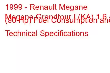 1999 - Renault Megane
Megane Grandtour I (KA) 1.6 e (90 Hp) Fuel Consumption and Technical Specifications