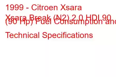 1999 - Citroen Xsara
Xsara Break (N2) 2.0 HDI 90 (90 Hp) Fuel Consumption and Technical Specifications