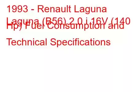 1993 - Renault Laguna
Laguna (B56) 2.0 i 16V (140 Hp) Fuel Consumption and Technical Specifications