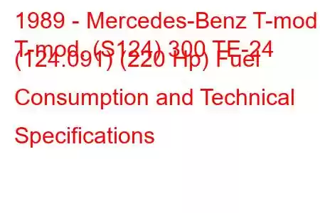 1989 - Mercedes-Benz T-mod.
T-mod. (S124) 300 TE-24 (124.091) (220 Hp) Fuel Consumption and Technical Specifications