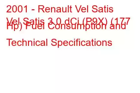 2001 - Renault Vel Satis
Vel Satis 3.0 dCi (P9X) (177 Hp) Fuel Consumption and Technical Specifications