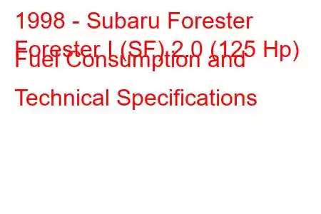 1998 - Subaru Forester
Forester I (SF) 2.0 (125 Hp) Fuel Consumption and Technical Specifications