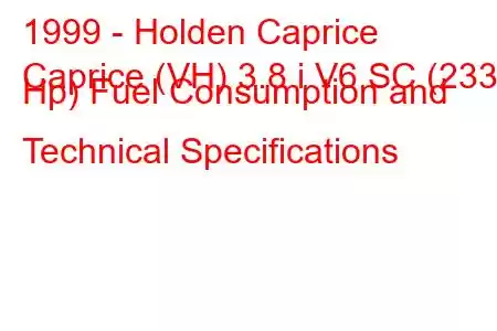 1999 - Holden Caprice
Caprice (VH) 3.8 i V6 SC (233 Hp) Fuel Consumption and Technical Specifications