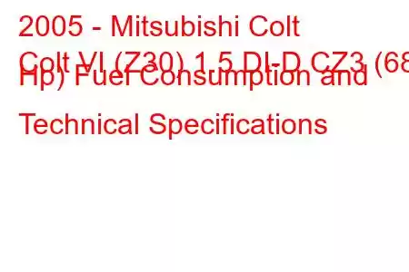 2005 - Mitsubishi Colt
Colt VI (Z30) 1.5 DI-D CZ3 (68 Hp) Fuel Consumption and Technical Specifications