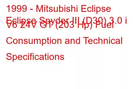 1999 - Mitsubishi Eclipse
Eclipse Spyder III (D30) 3.0 i V6 24V GT (203 Hp) Fuel Consumption and Technical Specifications