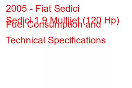 2005 - Fiat Sedici
Sedici 1.9 Multijet (120 Hp) Fuel Consumption and Technical Specifications