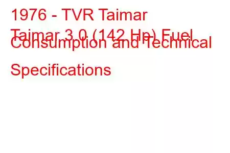 1976 - TVR Taimar
Taimar 3.0 (142 Hp) Fuel Consumption and Technical Specifications