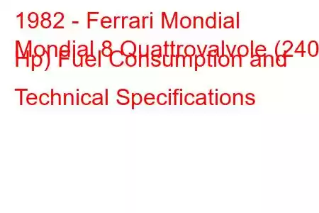 1982 - Ferrari Mondial
Mondial 8 Quattrovalvole (240 Hp) Fuel Consumption and Technical Specifications