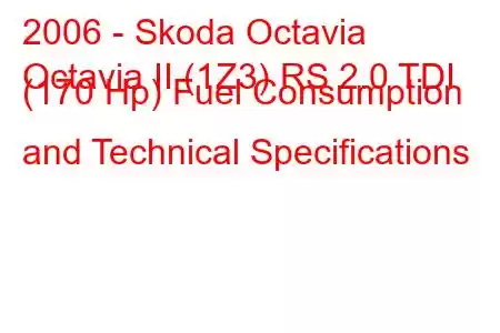 2006 - Skoda Octavia
Octavia II (1Z3) RS 2.0 TDI (170 Hp) Fuel Consumption and Technical Specifications