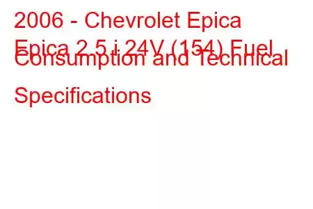 2006 - Chevrolet Epica
Epica 2.5 i 24V (154) Fuel Consumption and Technical Specifications