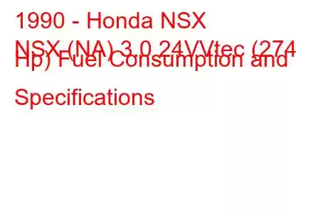 1990 - Honda NSX
NSX (NA) 3.0 24VVtec (274 Hp) Fuel Consumption and Specifications