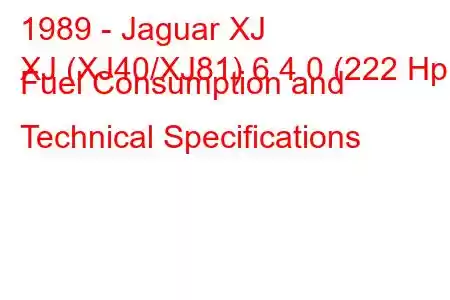 1989 - Jaguar XJ
XJ (XJ40/XJ81) 6 4.0 (222 Hp) Fuel Consumption and Technical Specifications