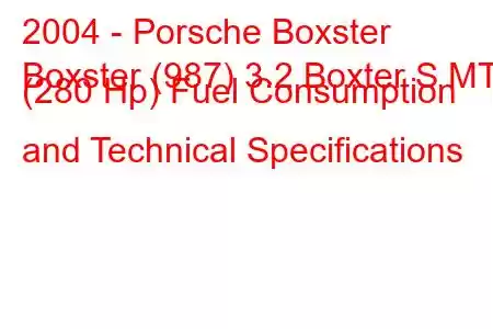 2004 - Porsche Boxster
Boxster (987) 3.2 Boxter S MT (280 Hp) Fuel Consumption and Technical Specifications