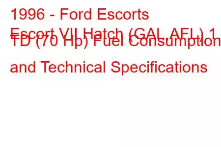 1996 - Ford Escorts
Escort VII Hatch (GAL,AFL) 1.8 TD (70 Hp) Fuel Consumption and Technical Specifications