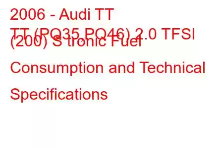 2006 - Audi TT
TT (PQ35,PQ46) 2.0 TFSI (200) S tronic Fuel Consumption and Technical Specifications