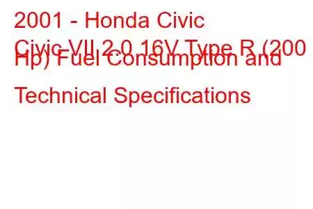 2001 - Honda Civic
Civic VII 2.0 16V Type R (200 Hp) Fuel Consumption and Technical Specifications