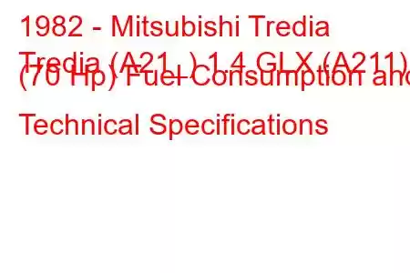 1982 - Mitsubishi Tredia
Tredia (A21_) 1.4 GLX (A211) (70 Hp) Fuel Consumption and Technical Specifications