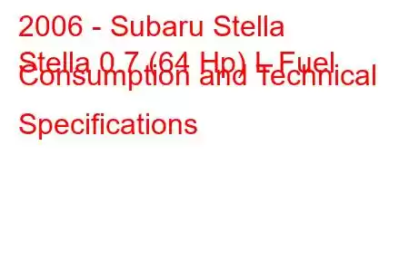 2006 - Subaru Stella
Stella 0.7 (64 Hp) L Fuel Consumption and Technical Specifications