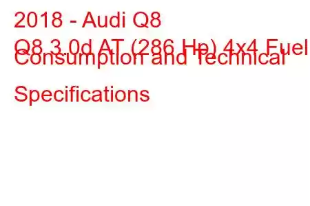 2018 - Audi Q8
Q8 3.0d AT (286 Hp) 4x4 Fuel Consumption and Technical Specifications