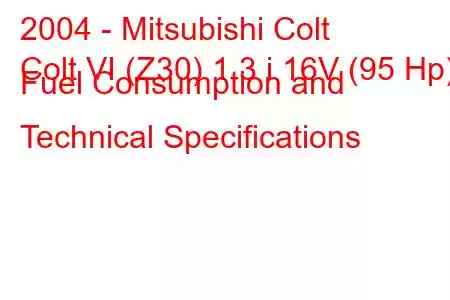 2004 - Mitsubishi Colt
Colt VI (Z30) 1.3 i 16V (95 Hp) Fuel Consumption and Technical Specifications