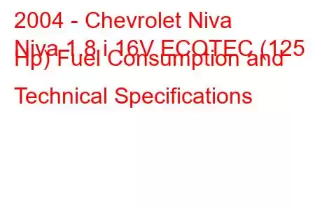 2004 - Chevrolet Niva
Niva 1.8 i 16V ECOTEC (125 Hp) Fuel Consumption and Technical Specifications