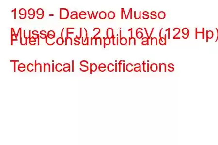 1999 - Daewoo Musso
Musso (FJ) 2.0 i 16V (129 Hp) Fuel Consumption and Technical Specifications